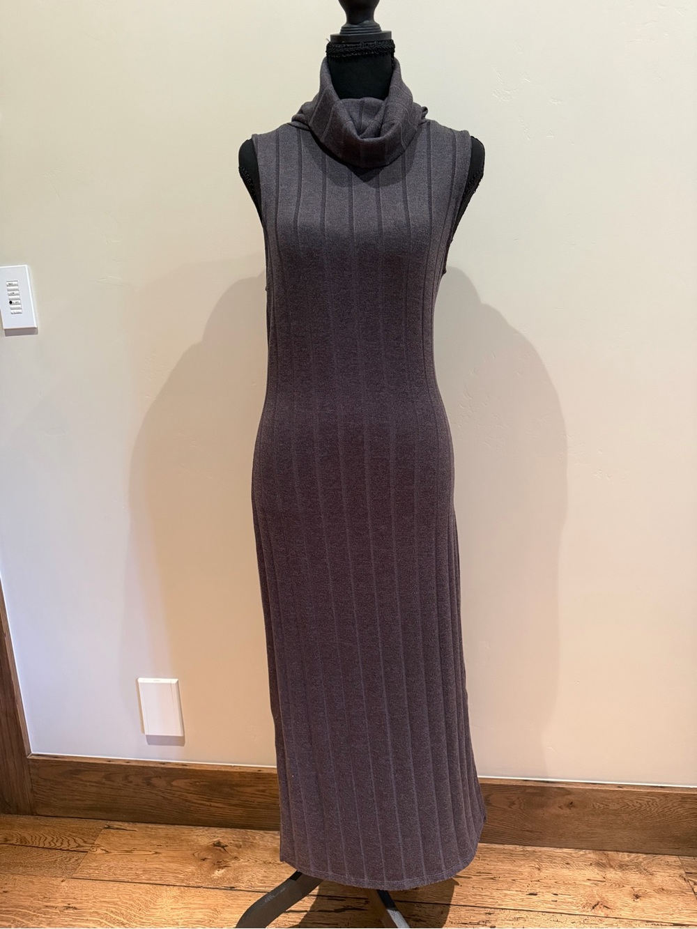 Cotton On Sleeveless Ribbed Turtleneck Maxi Dress - Charcoal Gray